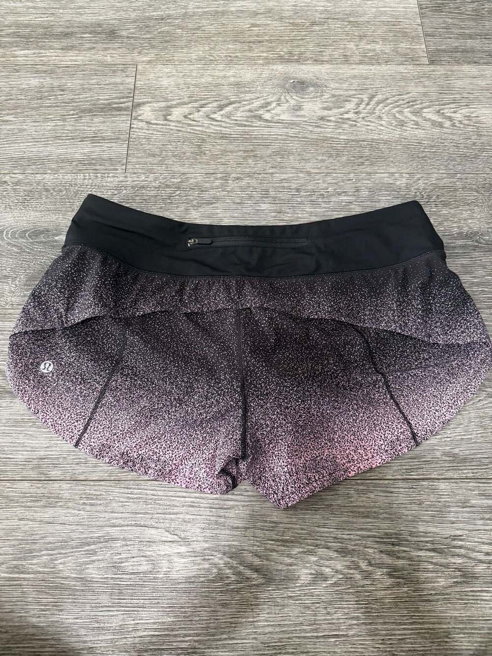 Lululemon Speed Up Mid-Rise Running Shorts Pink and Black Speckled Ombre Size 8